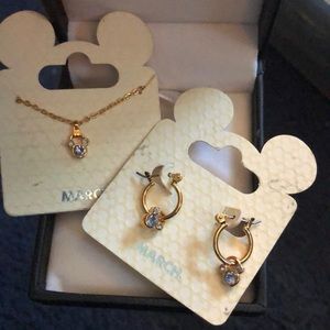 Disney Mickey Birthstone necklace + earrings NWT